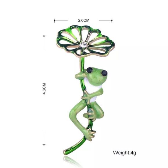 VQ Enamel Frog Brooch - Picture 3 of 7